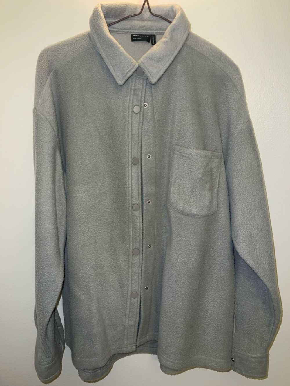 ASOS Light Gray Fleece Snap-Front oversized jacket